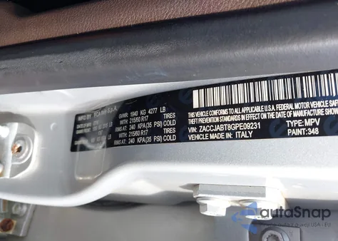 2016 Jeep Renegade Latitude из США, поврежденный, VIN ZACCJABT8GPE09231